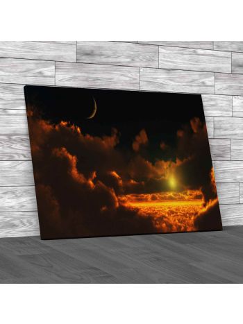 Half Moon Clouds and Sky Canvas Print Large Picture Wall Art