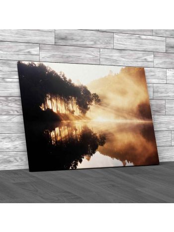 Beautiful Misty Lake Canvas Print Large Picture Wall Art