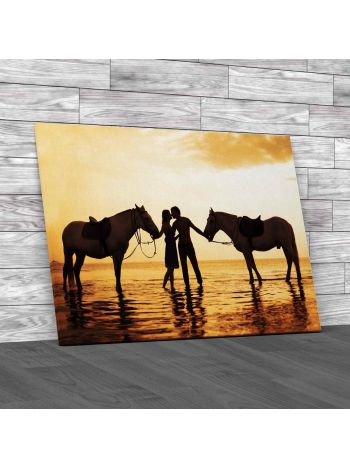 Young Love At Beach Canvas Print Large Picture Wall Art