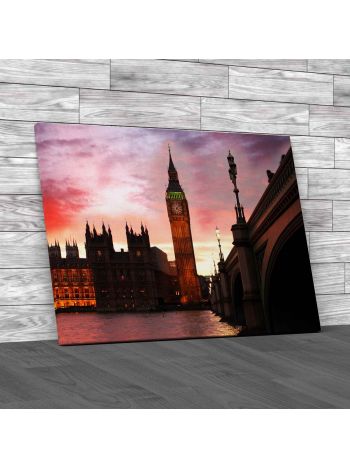 Big Ben London on Thames Canvas Print Large Picture Wall Art