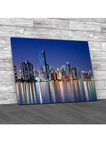 Miami Skyline Cityscape Canvas Print Large Picture Wall Art