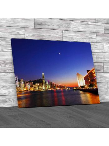 Hong Kong Skyline Night Canvas Print Large Picture Wall Art