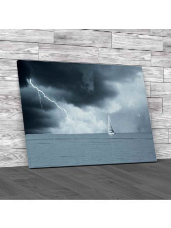 Seascape of Lightning Canvas Print Large Picture Wall Art