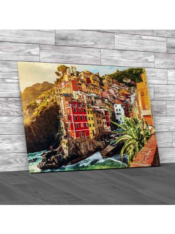 Riomaggiore At Sunset Canvas Print Large Picture Wall Art