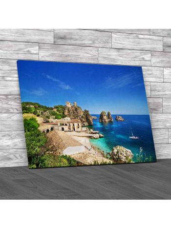 Tonnara Di Scopello Sicily Italy Canvas Print Large Picture Wall Art