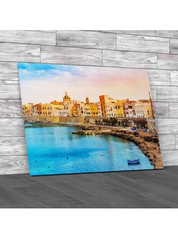 Panoramic View Of Harbour Sicily Canvas Print Large Picture Wall Art