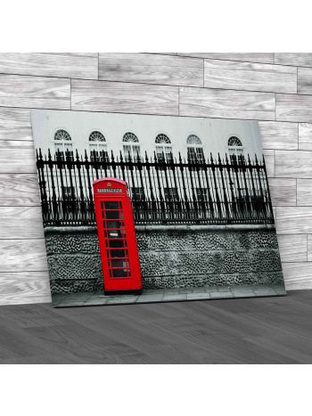 Red Telephone Box In Street Canvas Print Large Picture Wall Art