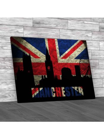 Manchester On The Union Flag Canvas Print Large Picture Wall Art