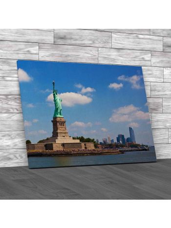 Statue Of Liberty With New York In The Background Canvas Print Large Picture Wall Art