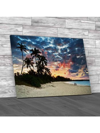 Caribbean White Sand Beach Canvas Print Large Picture Wall Art
