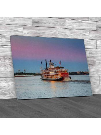New Orleans Paddle Steamer In Mississippi Canvas Print Large Picture Wall Art