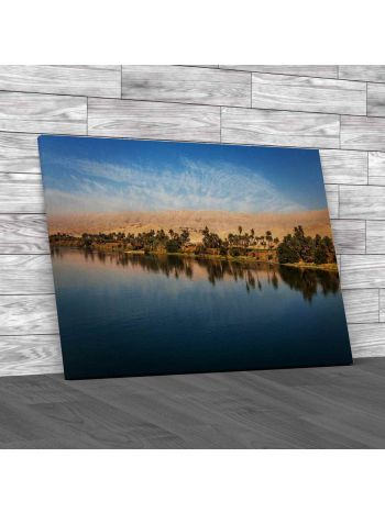 Palm Trees On The Nile River Canvas Print Large Picture Wall Art