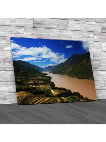 Country View Of Yangtze River China Canvas Print Large Picture Wall Art