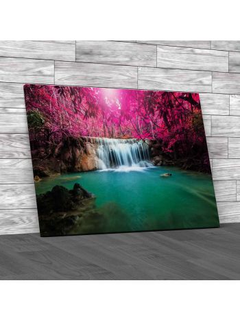 Waterfall In Autumn Forest Thailand Canvas Print Large Picture Wall Art