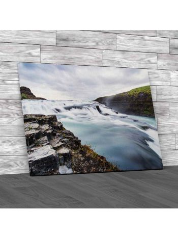 Waterfalls In Thingvellir National Park Iceland Canvas Print Large Picture Wall Art