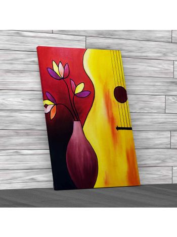 Abstract Guitar And Vase Canvas Print Large Picture Wall Art